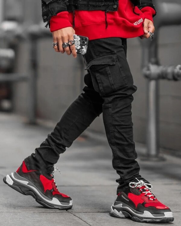 ⁦new Jeans Men Pants Wash Solid Color Multi Pockets Denim Mid Waist Cargo Jeans Plus Size Fahsion Casual Trousers Male Daily Wear⁩ – תמונה ⁦5⁩
